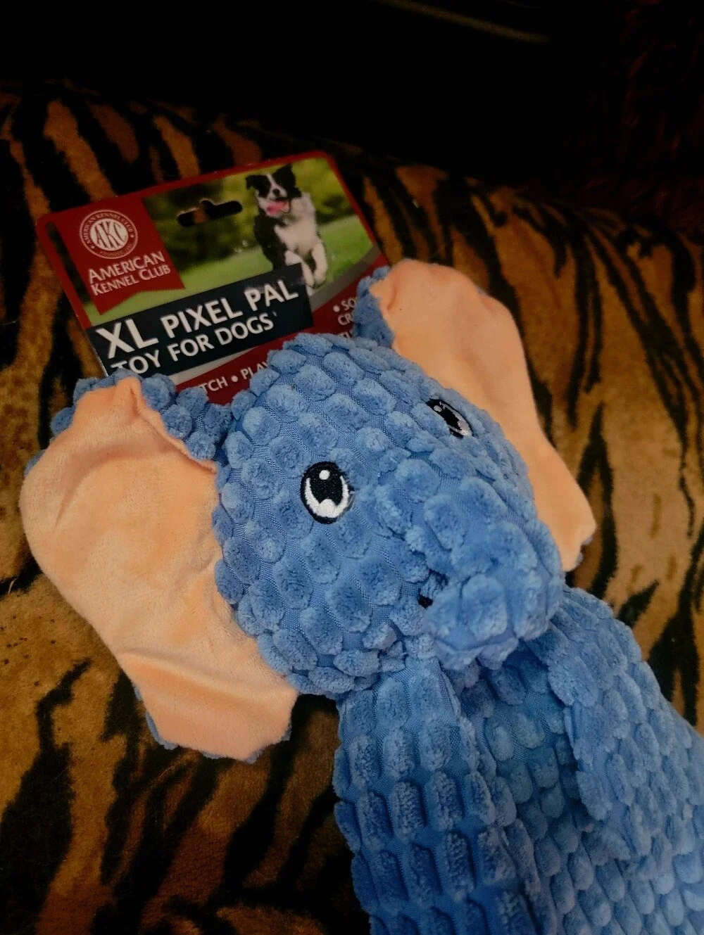 AKC Dog Elephant Pixel Pal Squeak And Crinkle Large XLarge Dog Toy Ea.